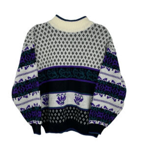 Vintage 80s Gitano Womens M Crew Neck Sweater Fair Isle Nordic Preppy Kidcore